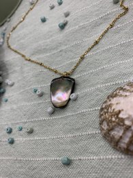 Muschelkette | Paua/Abalone 40 cm goldener Edelstahl handgefertigter Strand-Ozean-Schmuck