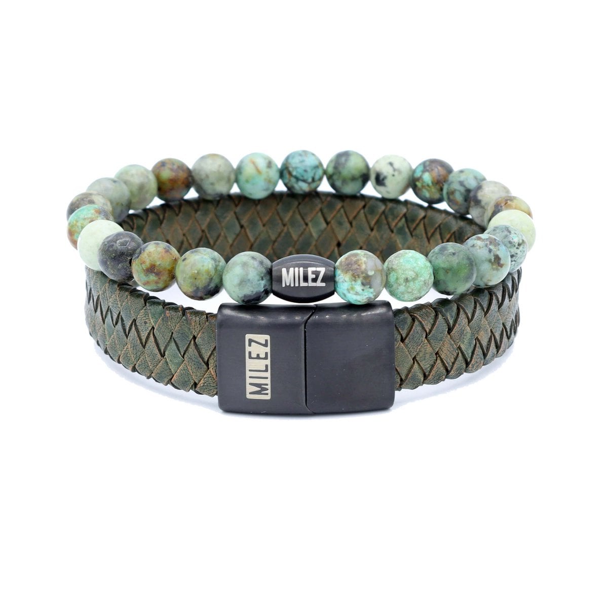 Juego de pulseras para hombre 'Forest Fusion' - cierre negro