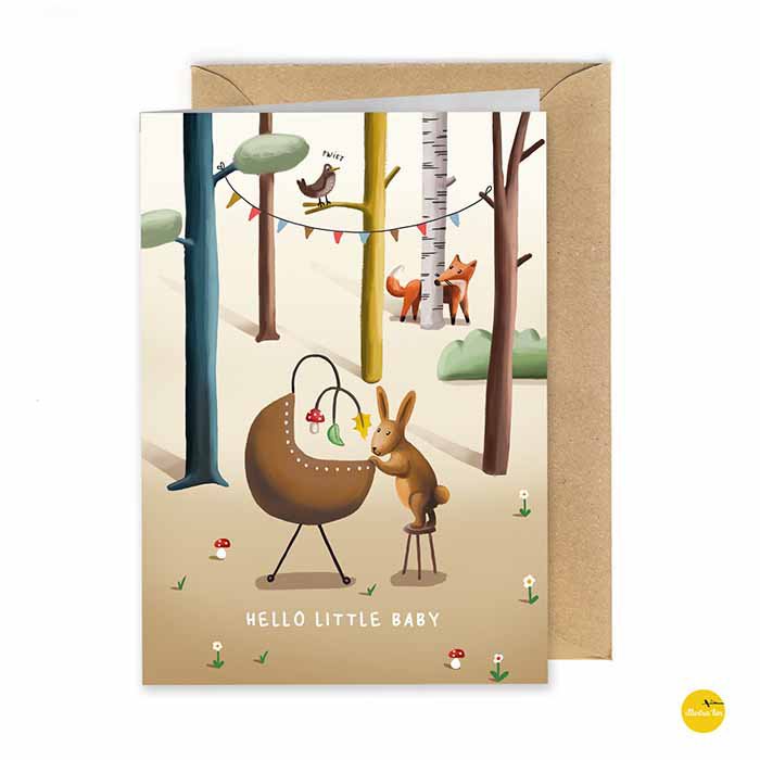 greeting card Hello little baby (folded card)