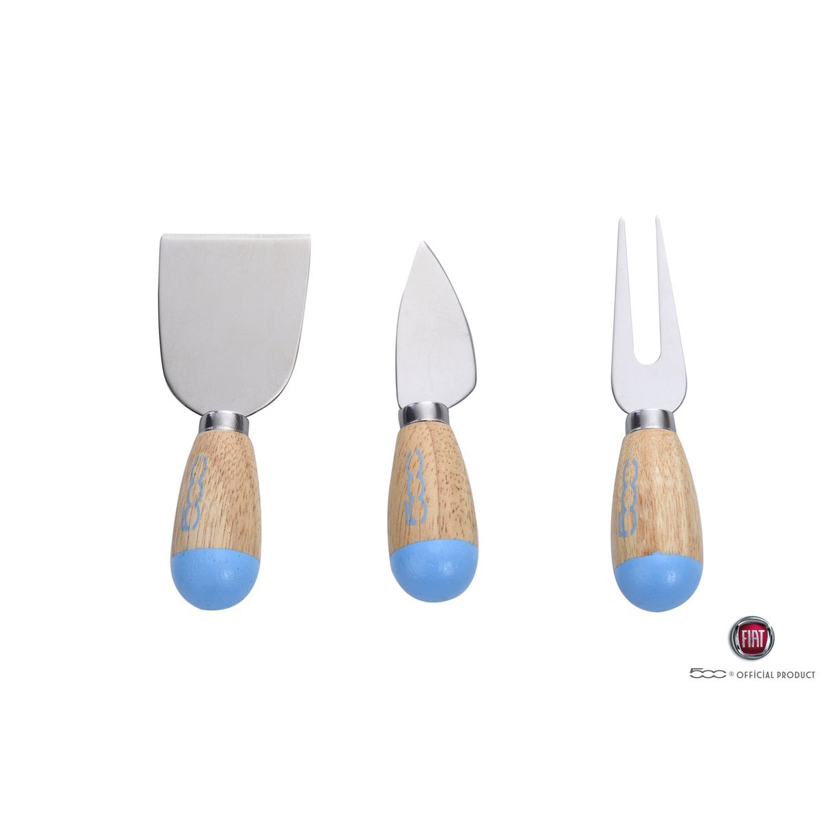 FIAT, Set of 3, Cheese Knives, Cheese Board, Cutting Board, Rubber Wood Handle, Stainless Steel Blade, Blade