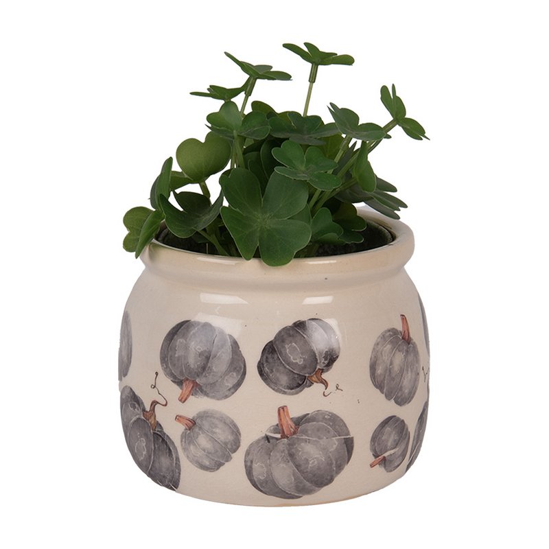Bloempot Ø 12x10 cm Beige Keramiek Pompoen