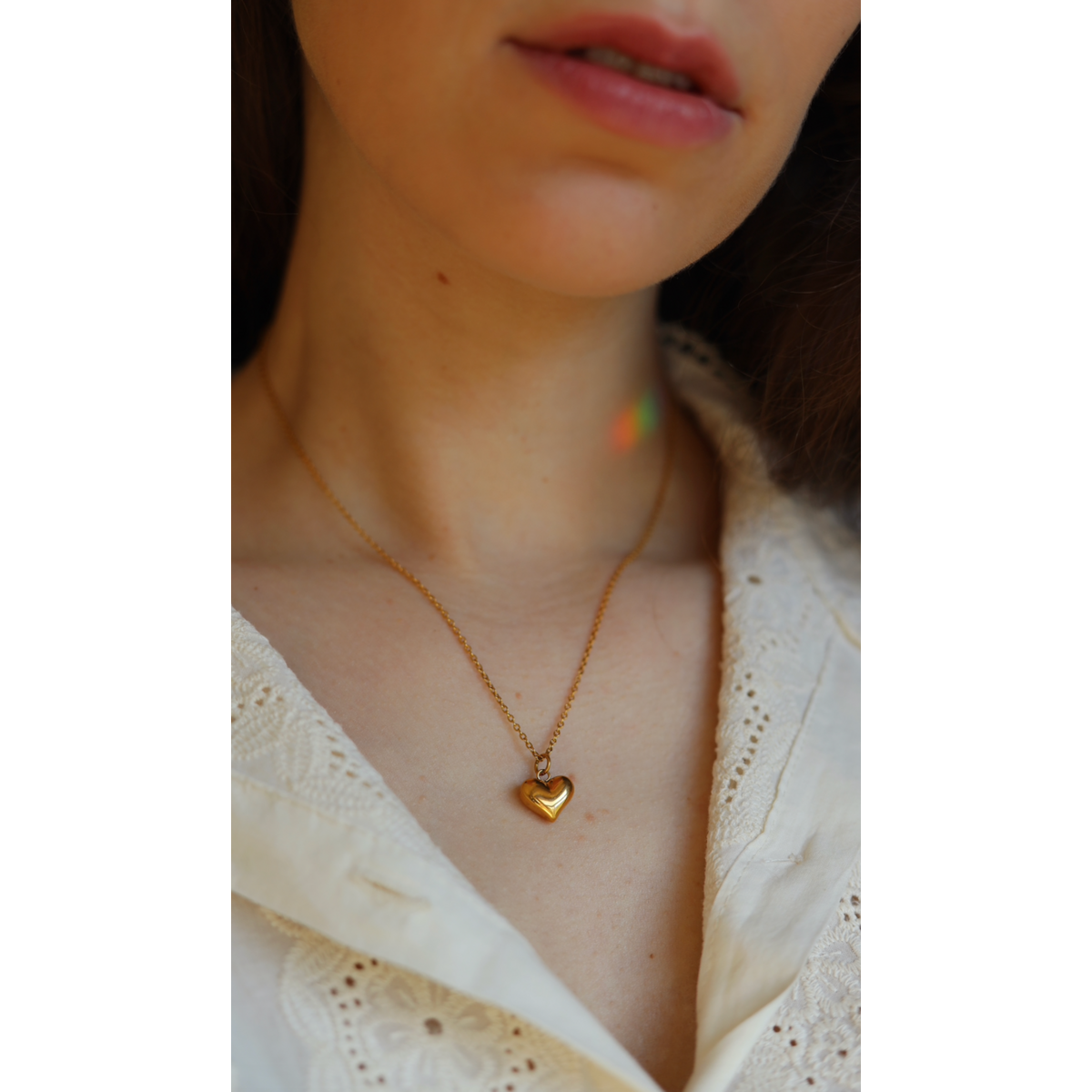 Linett - Gepofte gouden hart hanger ketting