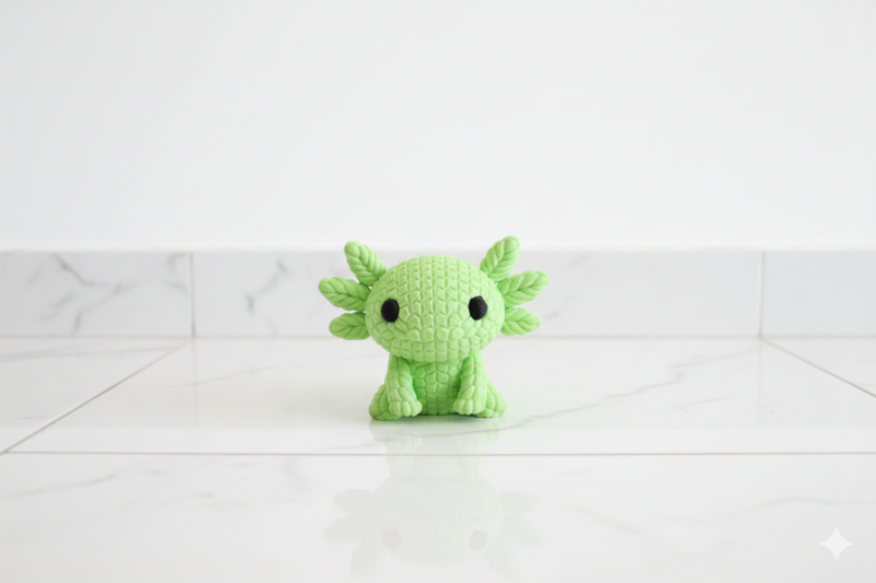 Eterna Wonder – Axolotl-Figur im Strickstil – Dekorationsobjekt – Grün