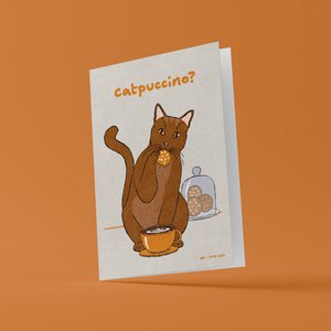 Wenskaart 'Catpuccino?'