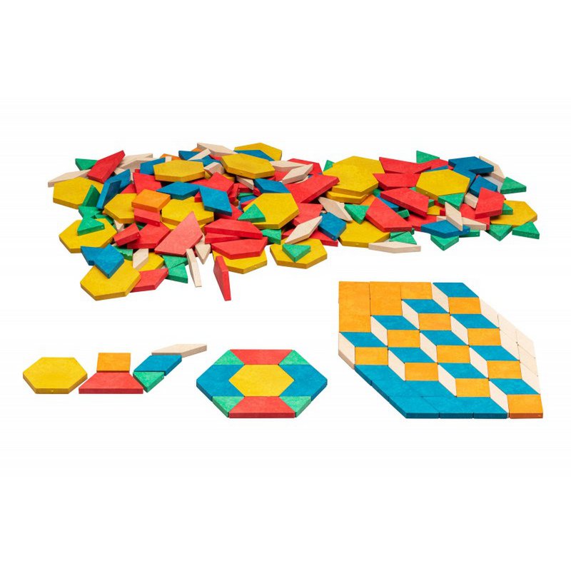 Geometryczne układanie płytek Pattern Blocks (250 sztuk) | Symetria mandali RE-Wood®