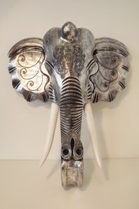 Elephant head of wood hand carved