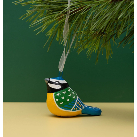 Ręcznie robiona papier-mache Zimowy ptaszek: Tit