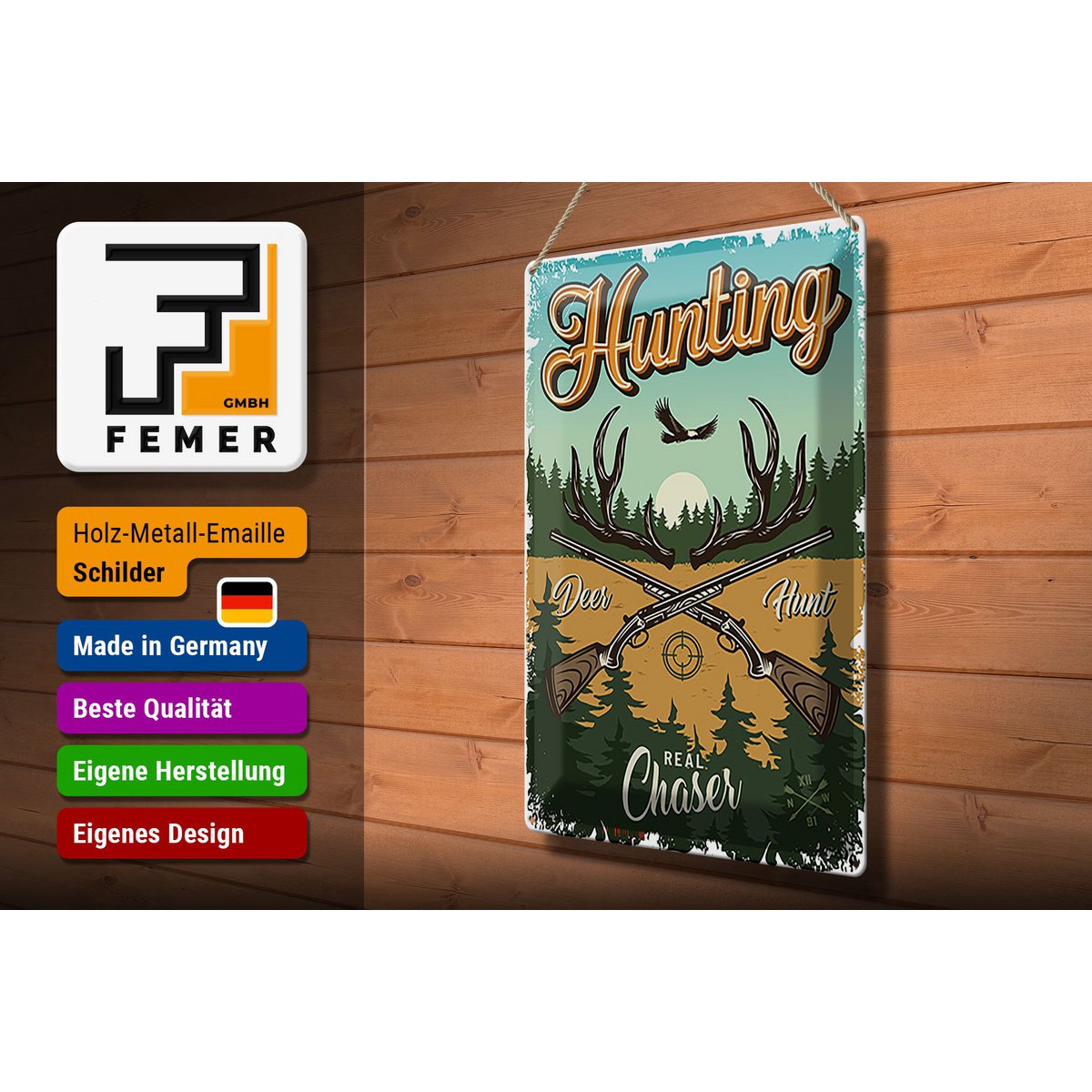 Tin sign hunting 30x40cm Hunting deer hunt adventure