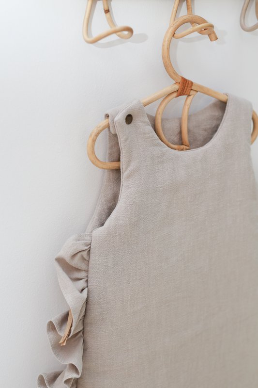 Babyschlafsack aus Leinen mit Rüschen, Babyschlafsack mit Rüschen Sommer 1 TOG, 1,5 TOG, 2,5 TOG