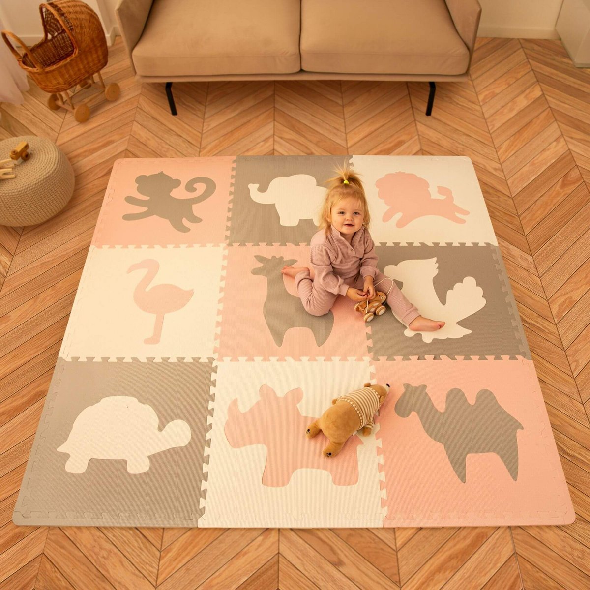 Tapis de jeu en mousse Hakuna Matte XXL «Afrique» 1,8 x 1,8 m