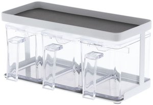 Yamazaki Tower Spice rack with 3 storage containers - White