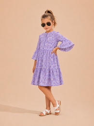 Girls Dress "Orchid Bouquet" (Cotton Poplin AOP)