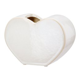Vase Herz Heart glasiert weiß, H.14 cm