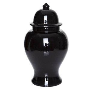 Tempelvaas keramiek zwart 40 cm