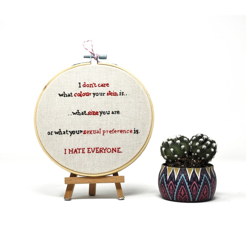 Embroidery funny sentence on canvas 15 cm