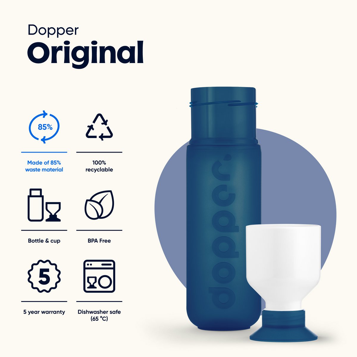 Dopper Original wiederverwendbare Wasserflasche Cosmic Storm 450 ml