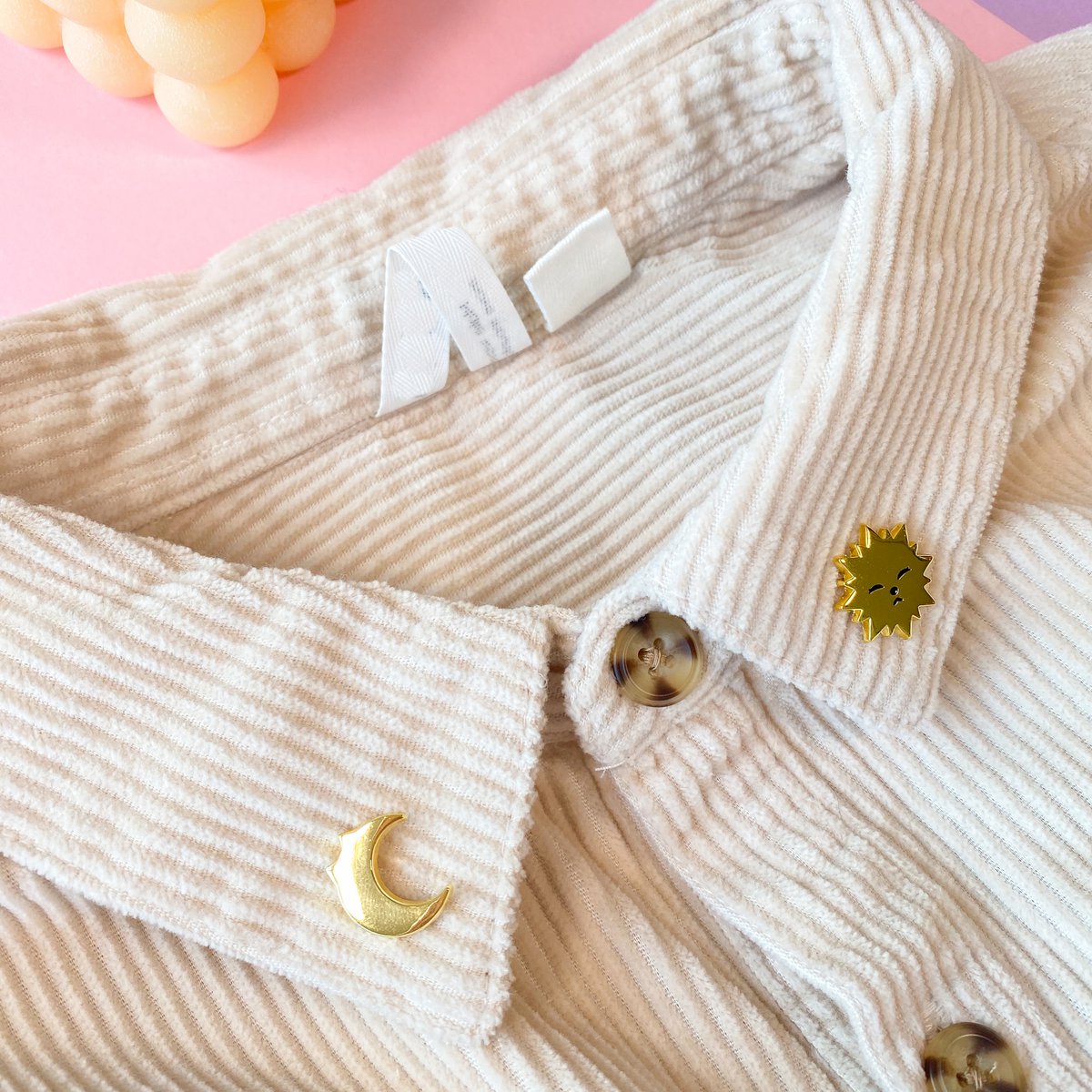 Sonne & Mond Mini-Pin-Set | Vergoldet | Harte Emaille-Pin | Pin-Brosche