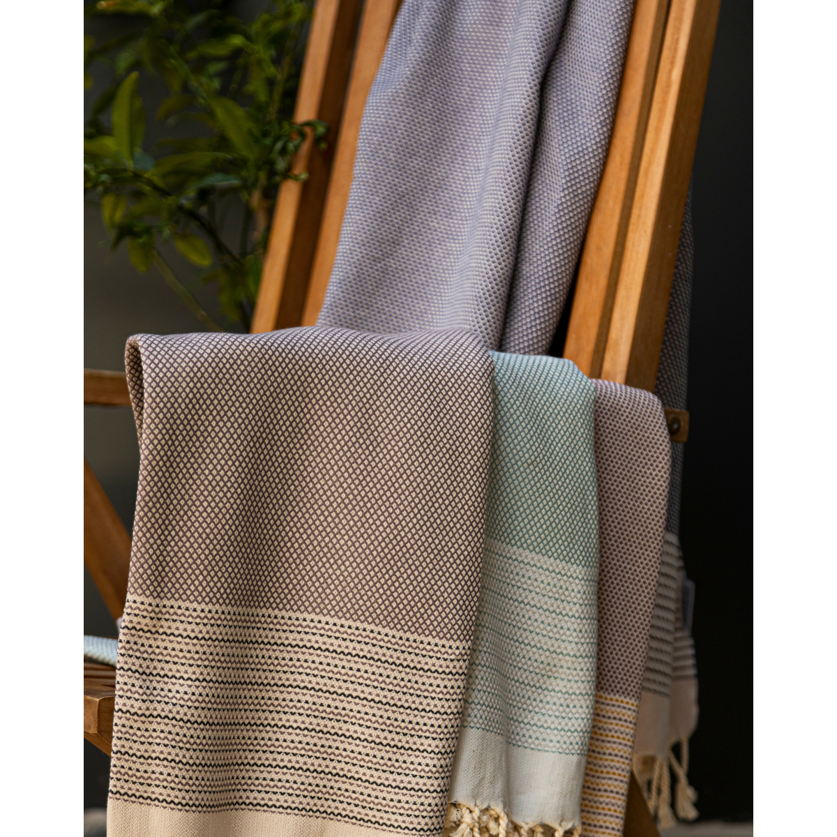PHARAO Cotton Hammam Sauna Towel – Compact & Lightweight – Blue / Dark Blue - 180x100 cm
