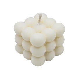 Handmade vegan aesthetic white bubble candle set in a modern cube shape, perfume-free, and measuring 5.5x5.5x5.5cm.