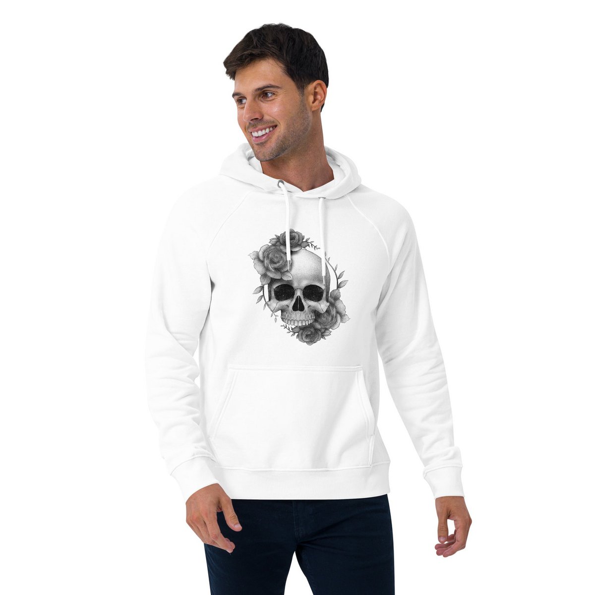 Sweat à capuche raglan biologique unisexe Roses