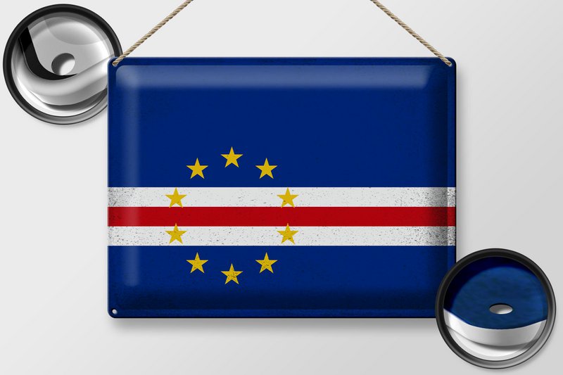 Tin Sign Flag Cape Verde 40x30cm Cape Verde Vintage
