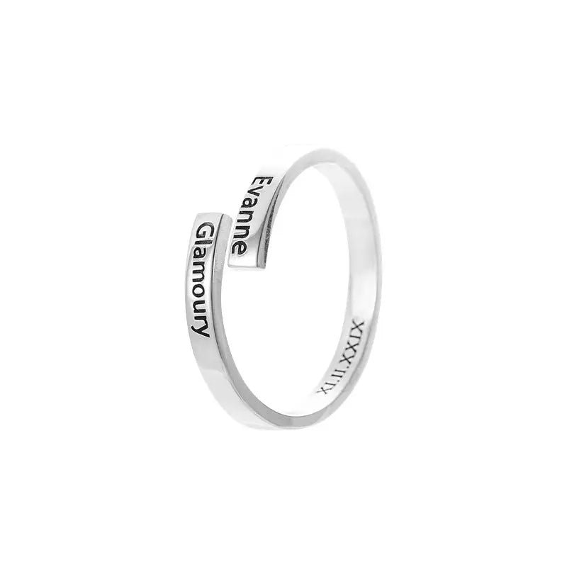 Anello in argento completo con 2 nomi - anello in argento sterling