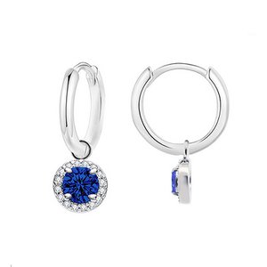 Round Zircon Drop Hoop Earrings