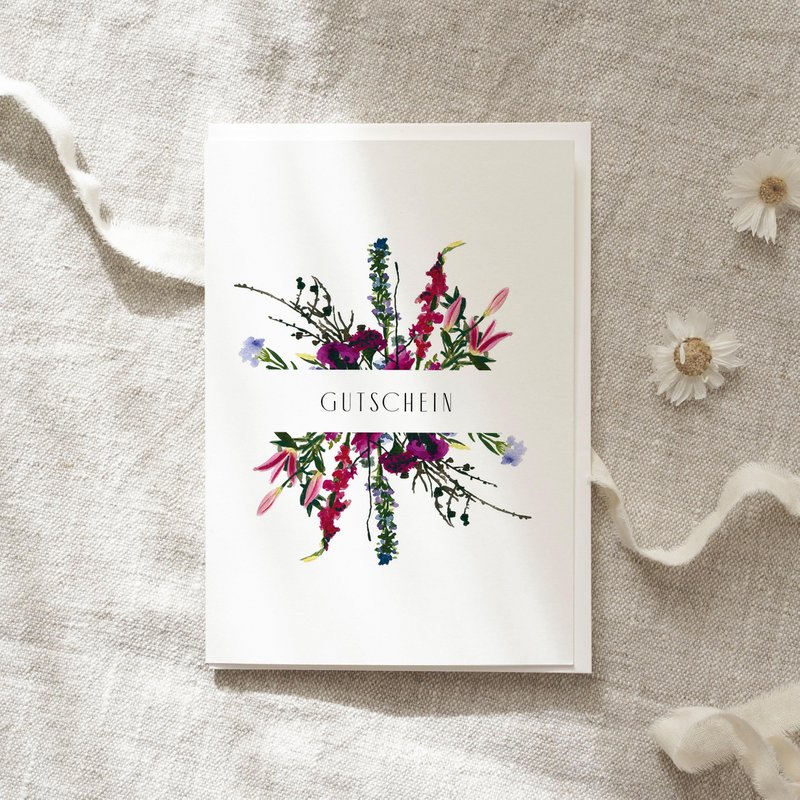 Wenskaartbon | Violette bloemen