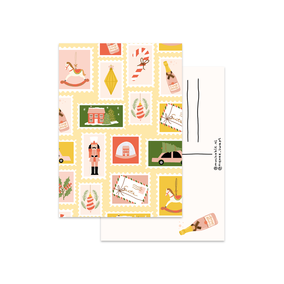 Christmas card stamps pattern
