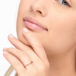 Petite ring, blå diamant, 14K rosa guld