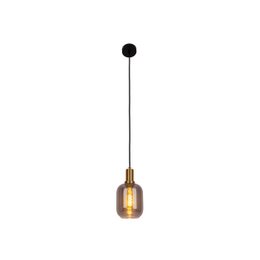 1-pendant lampa „fumo”, lampa wisiorka wykonana z metalu i szkła w kolorze czarnym, z gniazdem E14, do jadalni, salonu, korytarza lub biura, lampa wisząca 150 x 20 cm