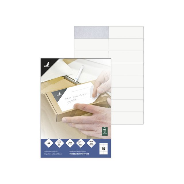 Etiqueta ILK Canguro 105x37mm caja 25 hojas 16 etiquetas por paquete