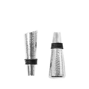 Bottle stoppers NASSAU set of 2 hammered silver diameter 1.5 cm height 1.5 cm length 5 cm