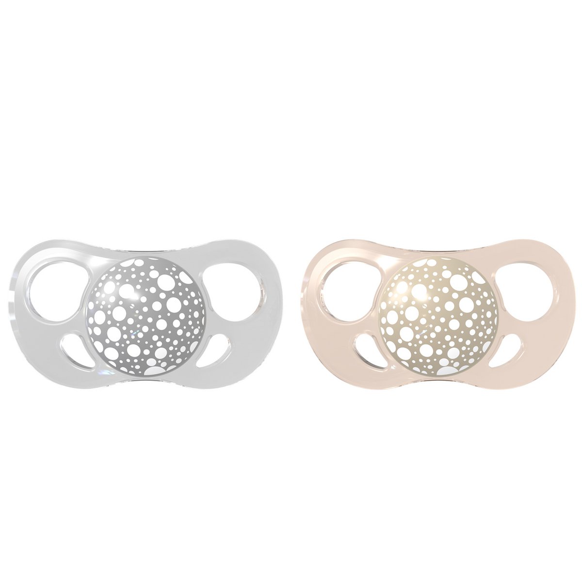 Set of 2 pacifiers 6m+ pastel gray+beige