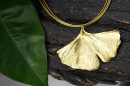 Real Ginkgo Biloba Leaf Necklace, 14K Gold Plated Brass Pendant, Handmade Jewelry Gift for Her, Birthday Gift for Women, Nature-Inspired