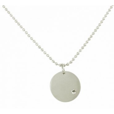 Chain with 1 disc and 1 zirconia stone, stainless steel