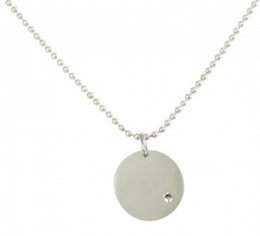 Chain with 1 disc and 1 zirconia stone, stainless steel