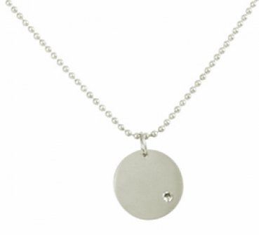 Chain with 1 disc and 1 zirconia stone, stainless steel