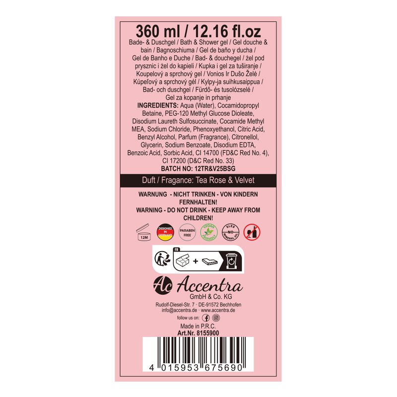 Bain moussant et gel douche LET'S CELEBRATE en look champagne, parfum : Thé Rose & Velours