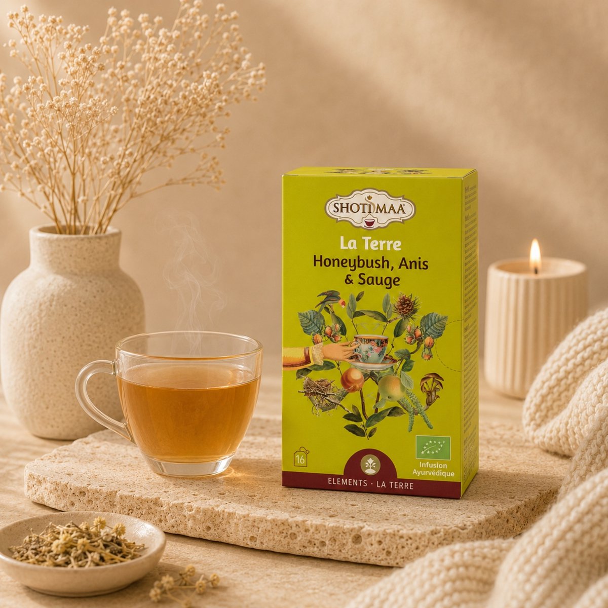 Bio-Kräutertee-Aufguss „Elements of Nature“ – Wohlfühl-Aufgüsse, inspiriert von den 5 Elementen für Ausgeglichenheit und Vitalität – erdig, beruhigend, revitalisierend, duftend
