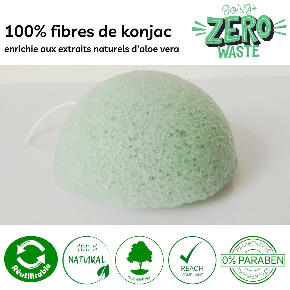Zero waste konjac natural face with aloe vera