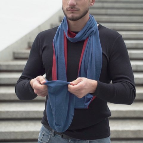 Men's Merino Wool Beanie Hat Denim