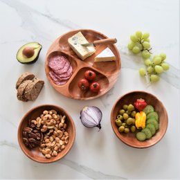 Handmade Tableware - Flat Bowl Ø16 cm - Eco-friendly - Khaya Wood