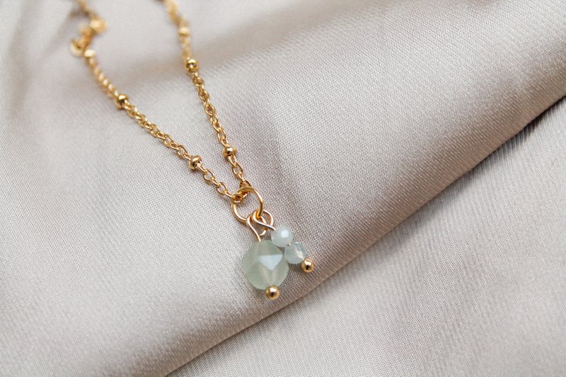 Halskæde Aquamarine & Aventurine - Guld