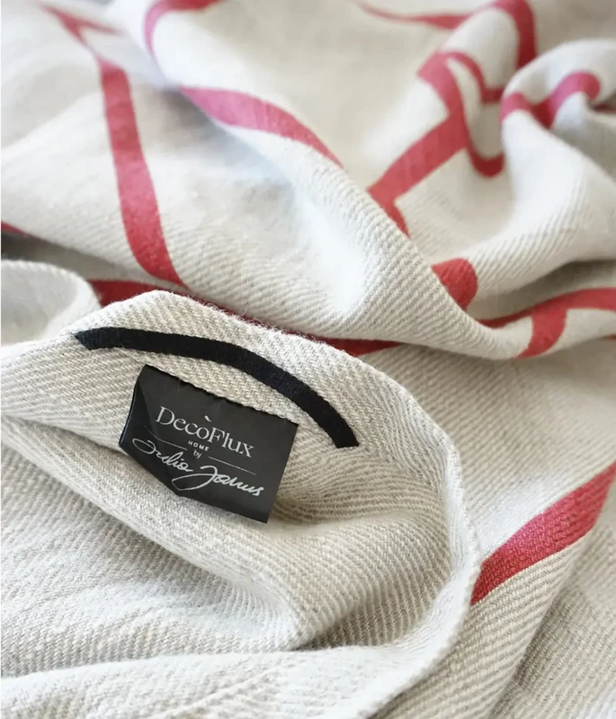 Telo mare in lino King Grigio/Rosso
