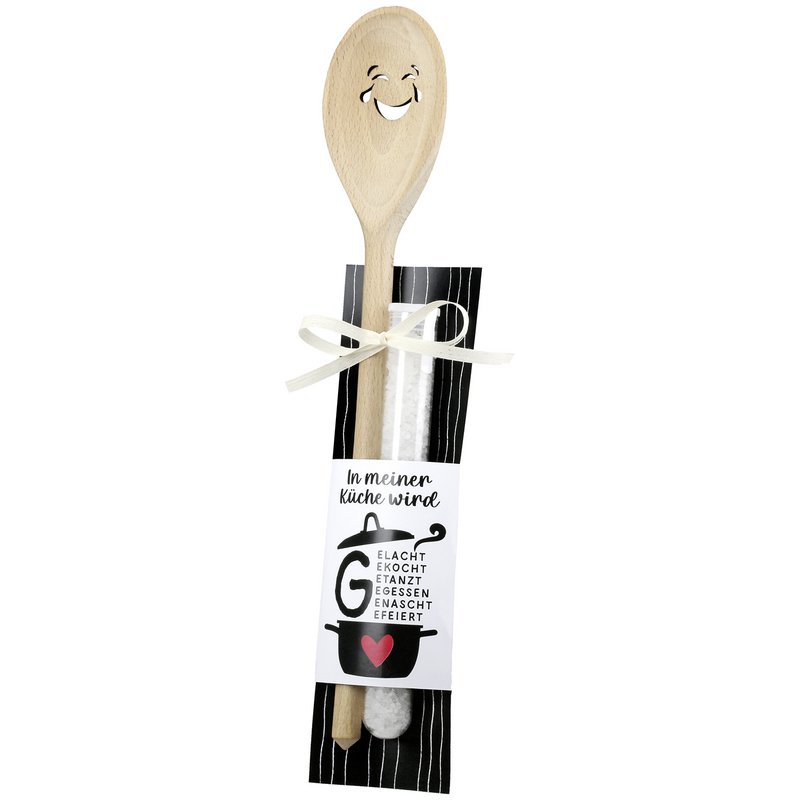 Cooking spoon kitchen natural color H. 2 cm, pack of 6