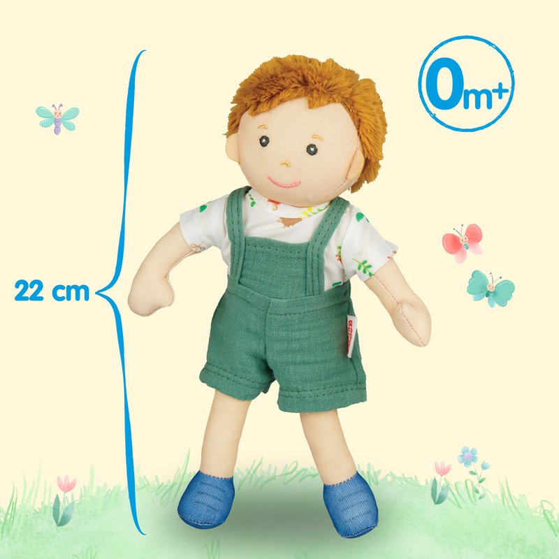 Fabric Doll '' Fred '' con atuendo para poner y despegar, 22 cm