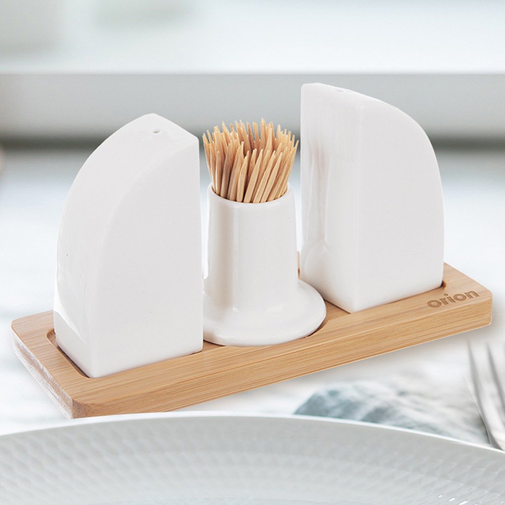 Zout- en peperschudders Porselein met stand Whiteline 4 PCS