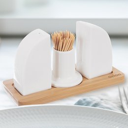 Porzellan mit Salz- und Pfefferschütteln mit Ständer WhiteLine 4 PCs