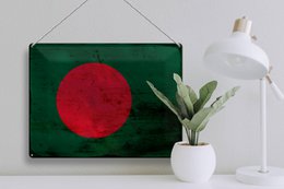 Tin Sign Flag Bangladesh 40x30cm Bangladesh Rust
